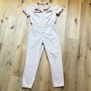 YFB Denim Jumpsuit in Light Pink